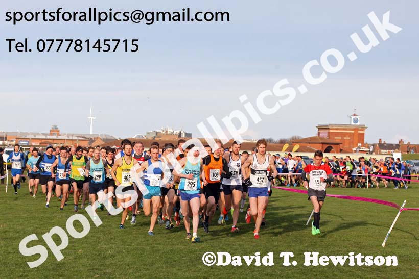 Senior mens North Eastern Cross Country, Redcar. Photo:  David T. Hewitson/Sports for All Pics